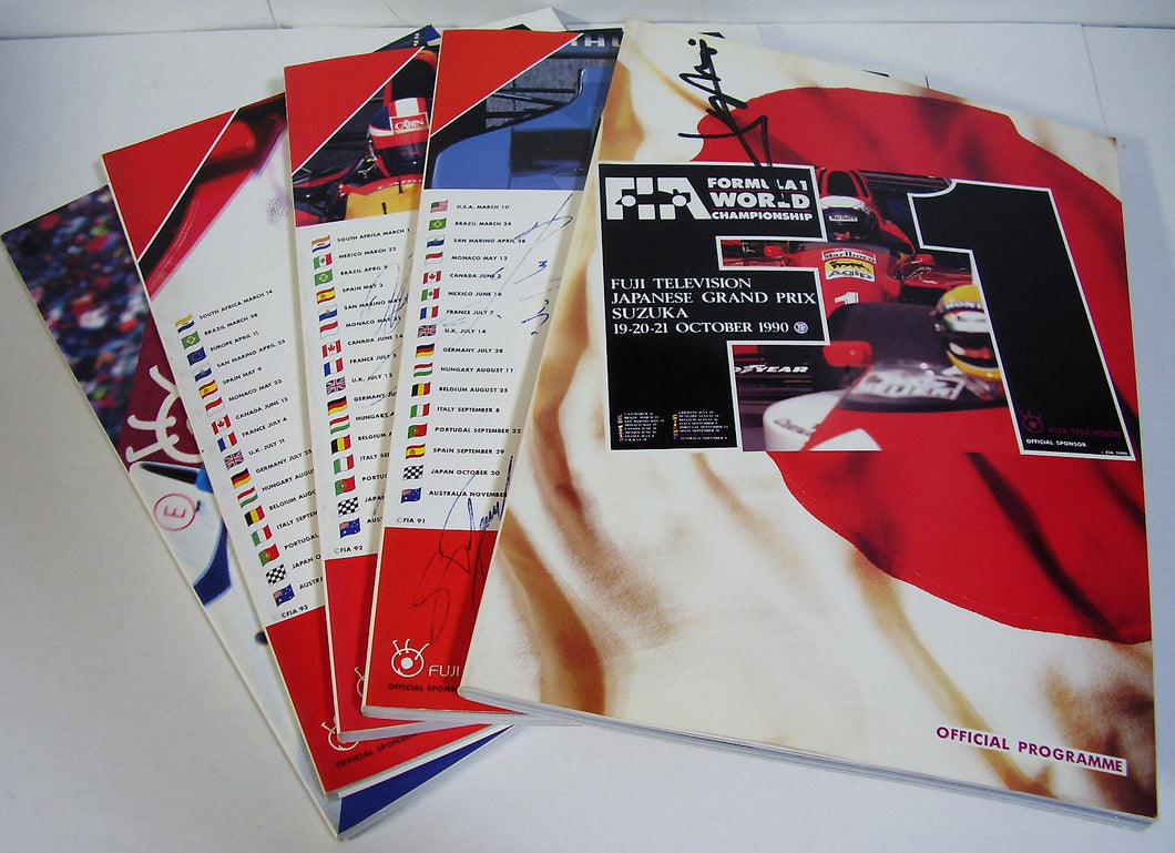 FUJI TELEVISION JAPANESE GRAND PRIX SUZUKA ◆ F1 日本グランプリ 鈴鹿 公式プログラム  1990-1993 1996 全5冊 (ドライバー直筆サイン・生写真・半券等オマケ付)