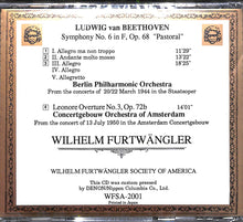 画像をギャラリービューアに読み込む, 【CD】Beethoven: Symphony No.6: Leonore Overture No.3 FURTWANGLER ベートーヴェン交響曲第6番 田園 フルトヴェングラー ベルリン・フィルハーモニー